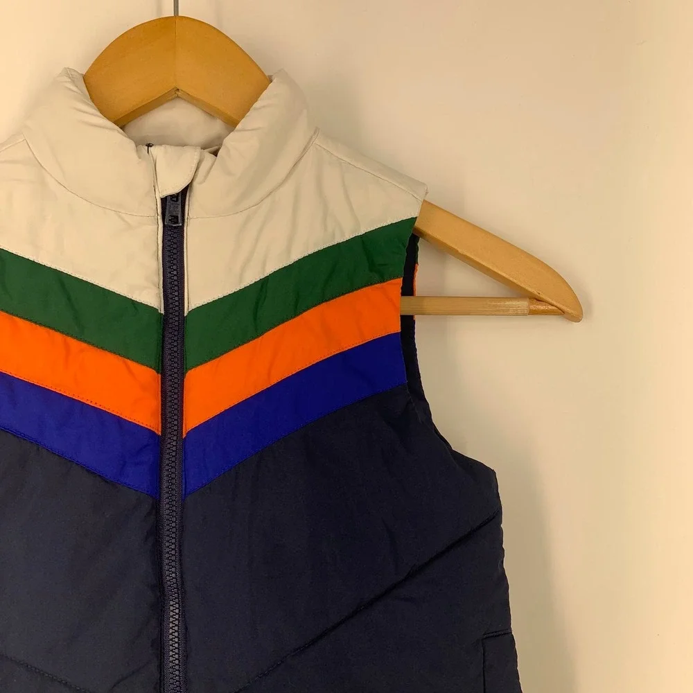 Janie and Jack Kids Retro Chevron Colorblock Puffer Vest Zip Up Size‎ 3/4T